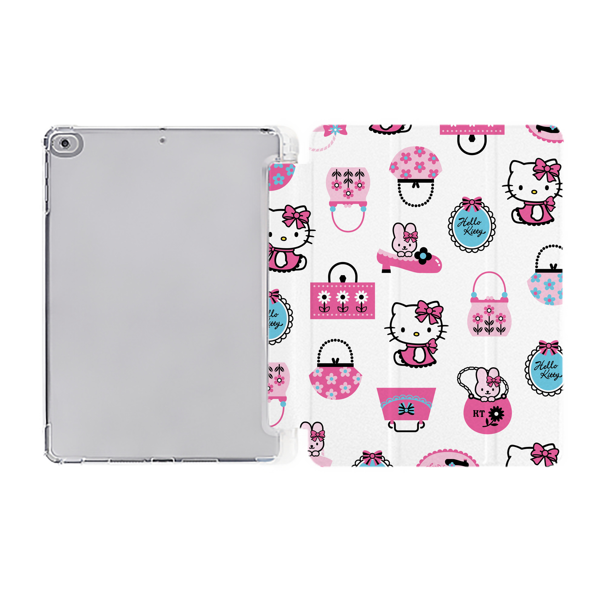 （画像用） Hello Kitty ハローキティ IPad ケース ペン収納付き 三つ折りスタンド PUレザー×シリコン 対応機種9.5/10.5/10.9インチ